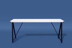 Console Table in Contemporary Blackened Steel and White Washed Ash