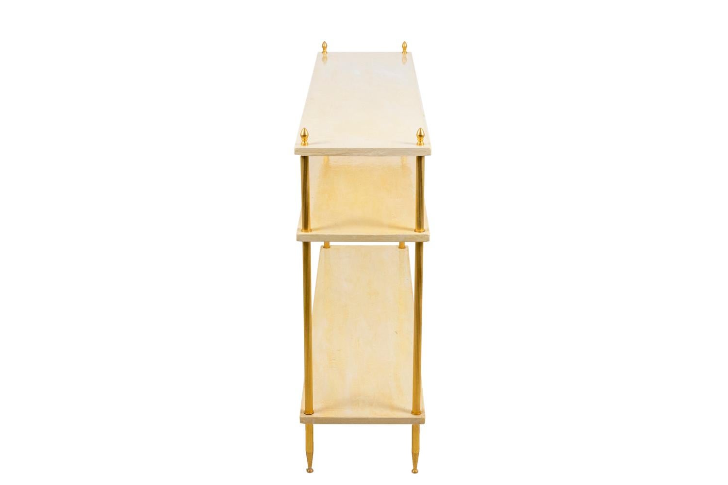 European Console in Cream Lacquer and Gilt Bronze, Contemporary Work For Sale