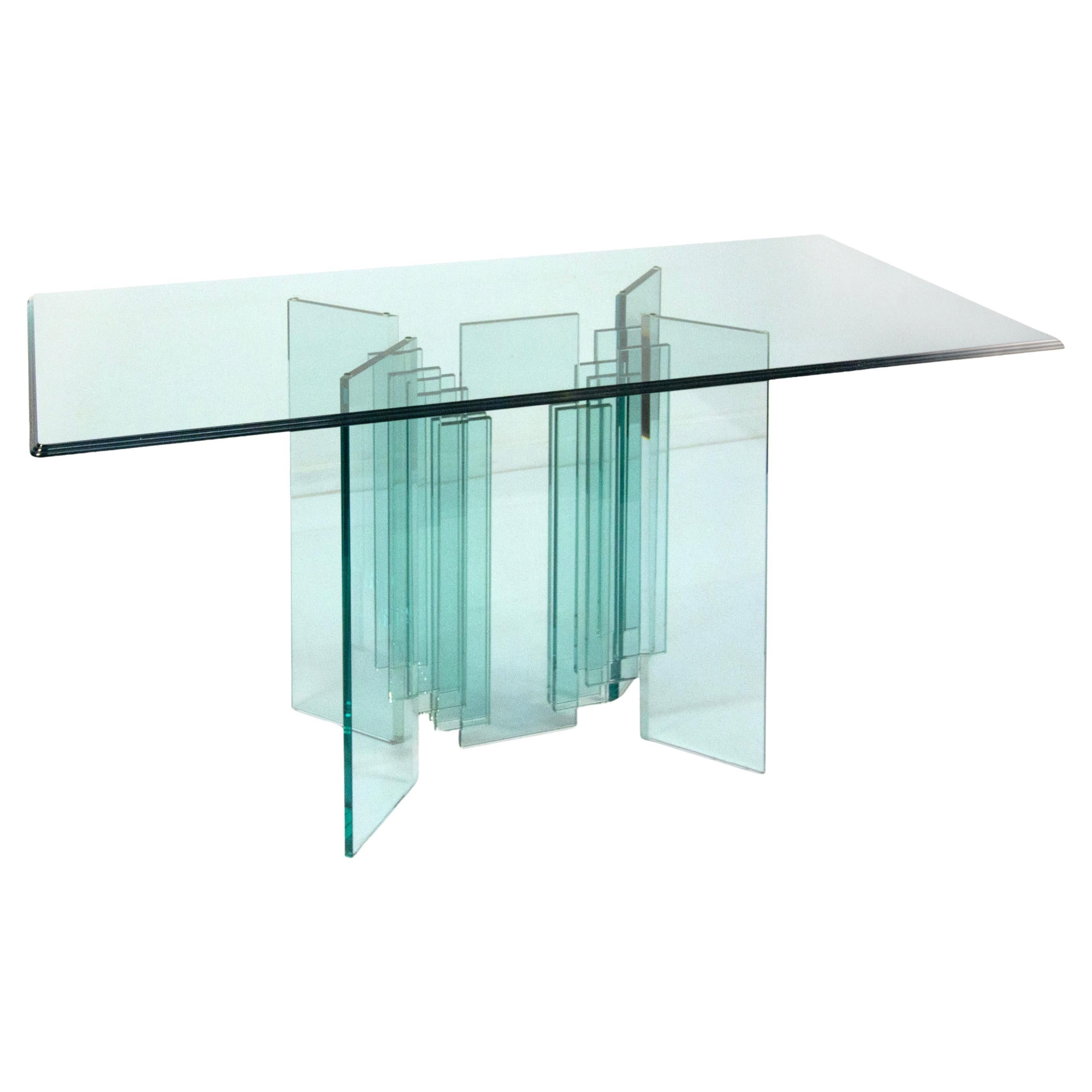 Clear crystal console table, Italian glassware For Sale
