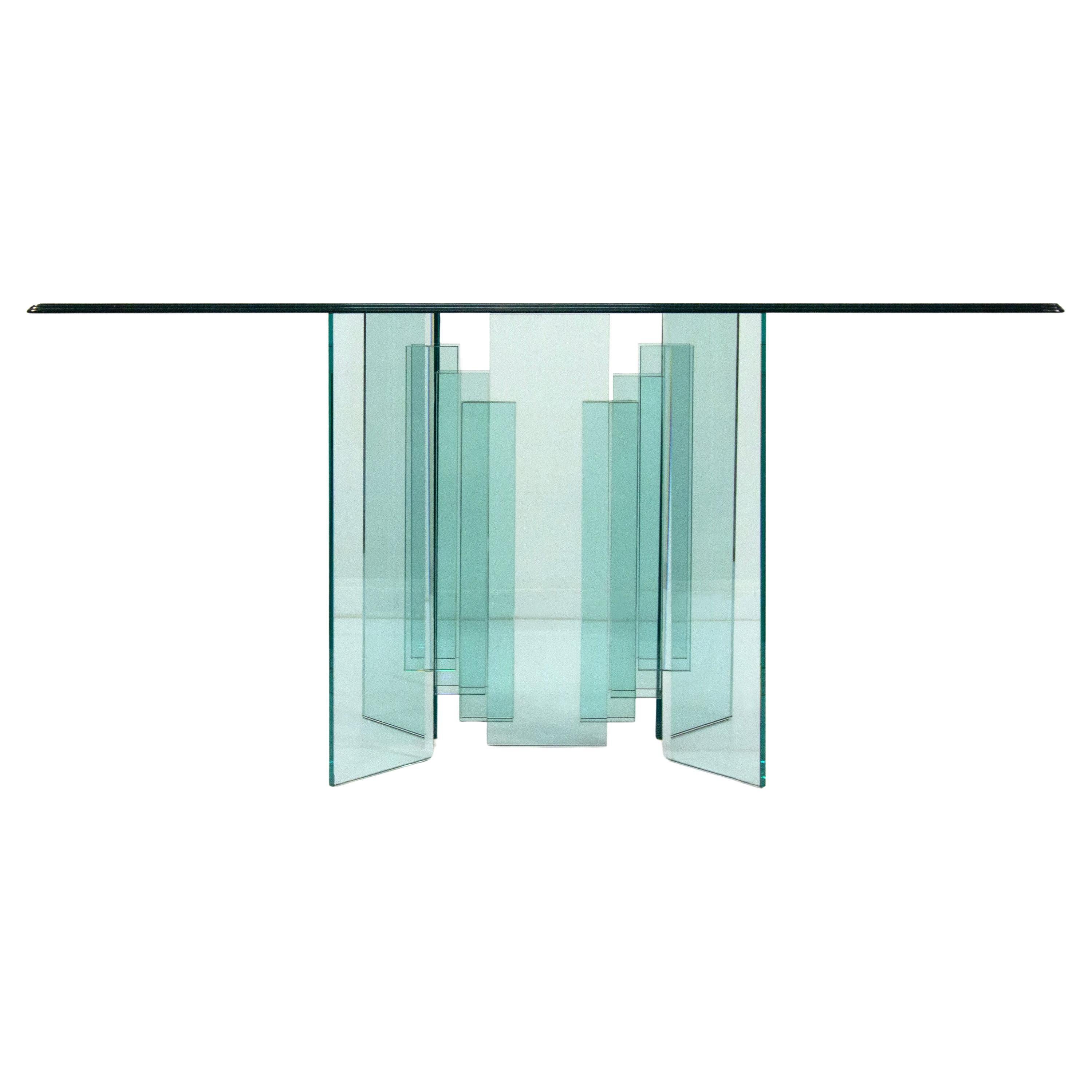 Clear crystal console table, Italian glassworks, mid-20th century, 76x1 cm For Sale