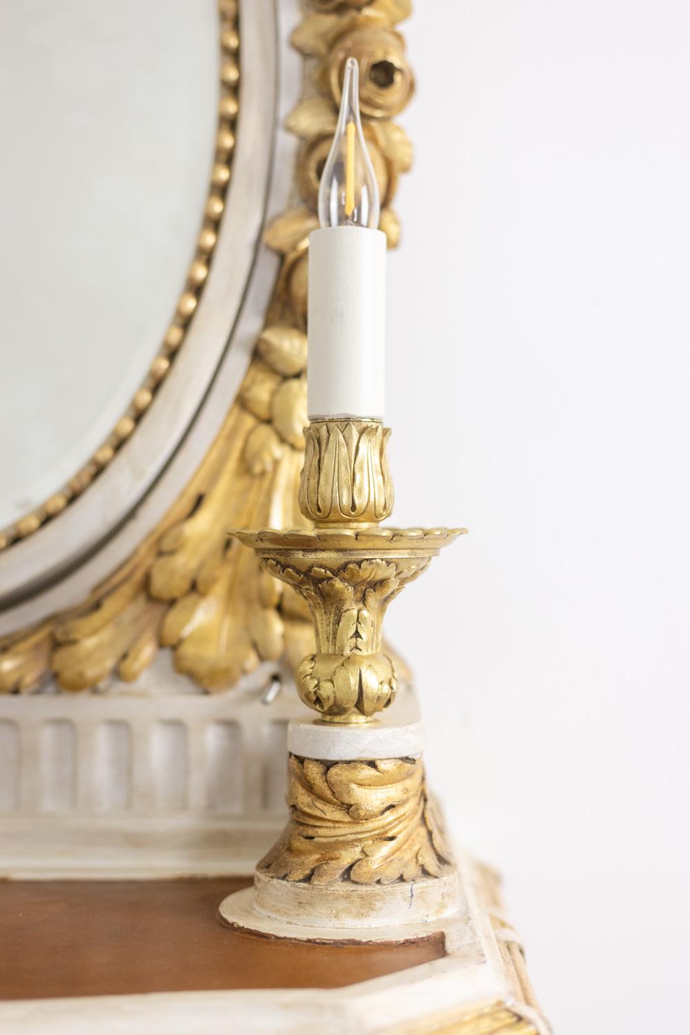 Console in legno dorato e laccato in stile Luigi XVI. Circa 1900. in vendita 1