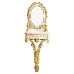 Konsole aus vergoldetem und lackiertem Holz im Louis-XVI-Stil. Um 1900.