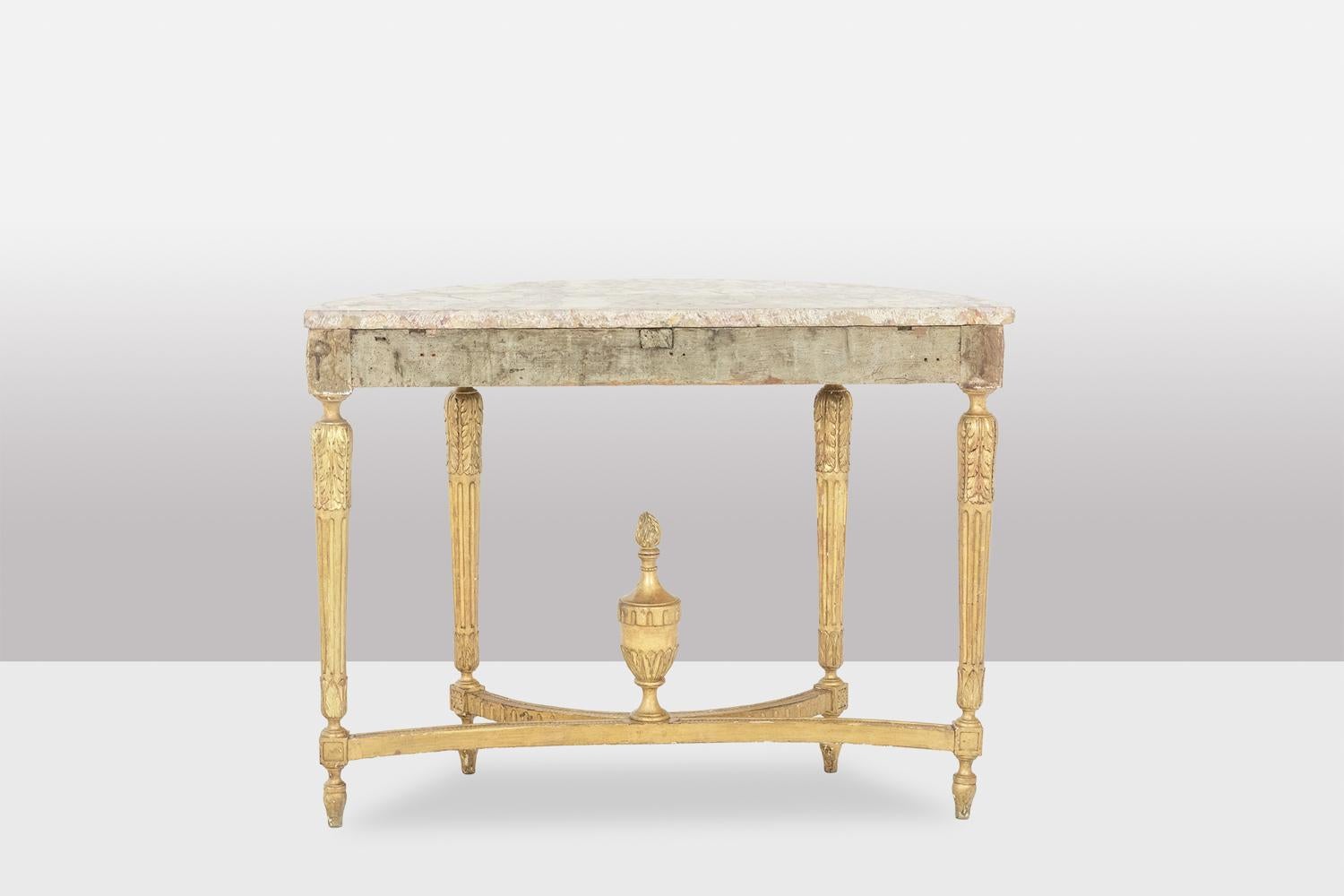 18th Century Console in gilded wood and Aleppo breccia marble. Circa 1780. For Sale