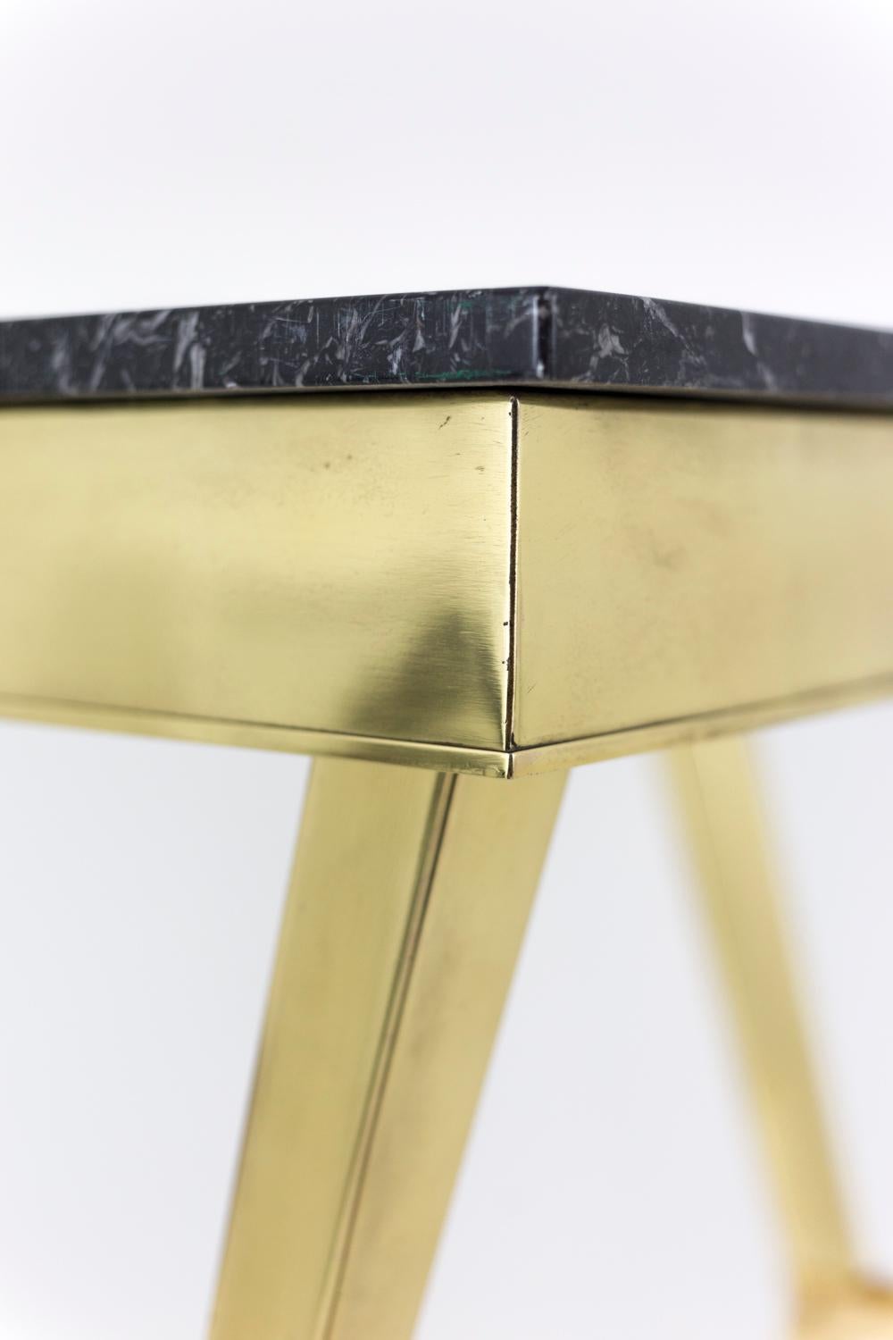 Console in Gilt Brass and Black Marble, 1950s 2