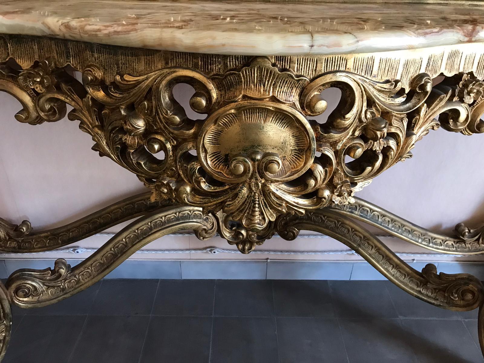 Console in gilt wood. Italy, 1940s. For Sale 6
