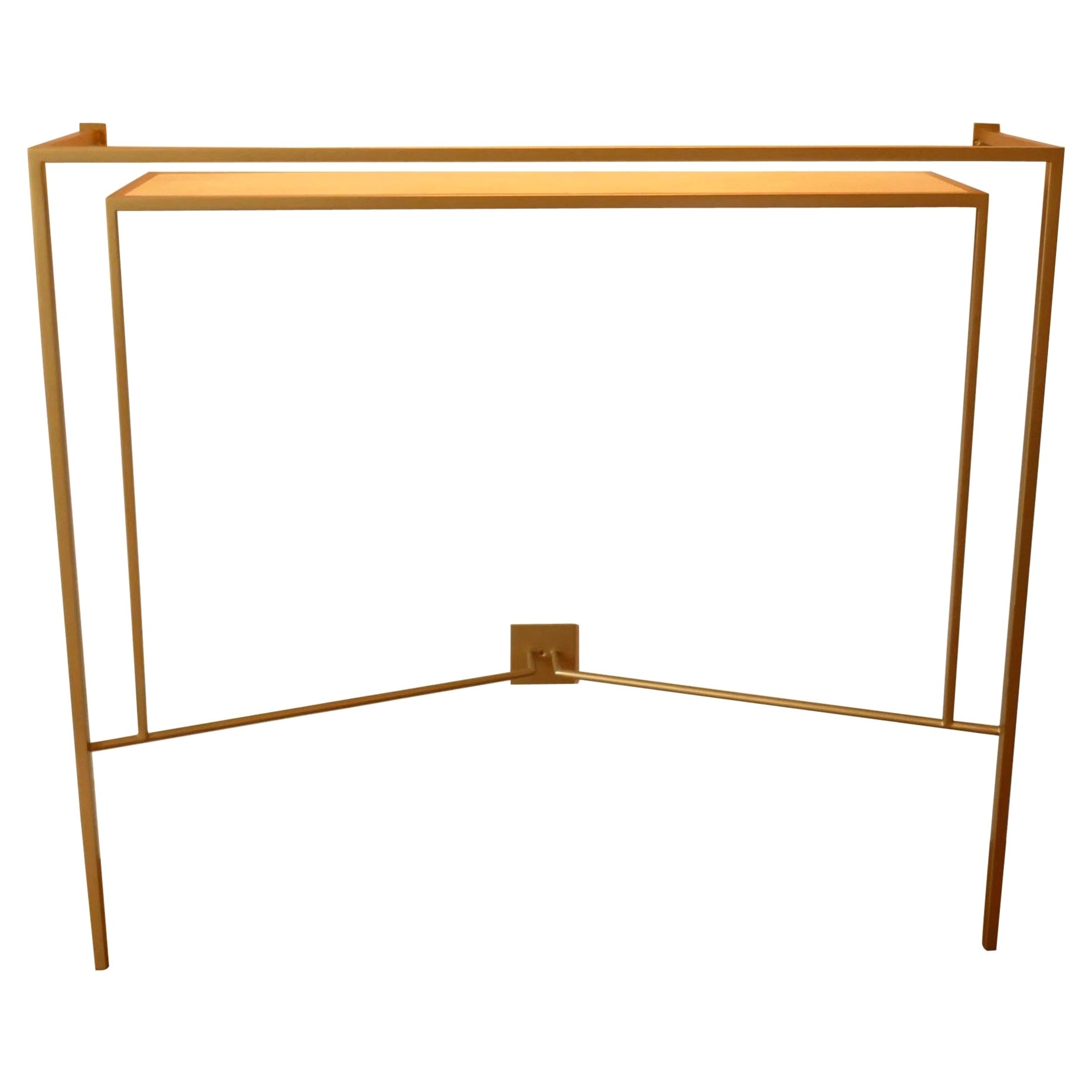 Console in oro, bronzo e ottone patinato con un ripiano in sicomoro di Aymeric Lefort