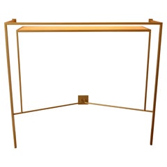 Console in oro, bronzo e ottone patinato con un ripiano in sicomoro di Aymeric Lefort