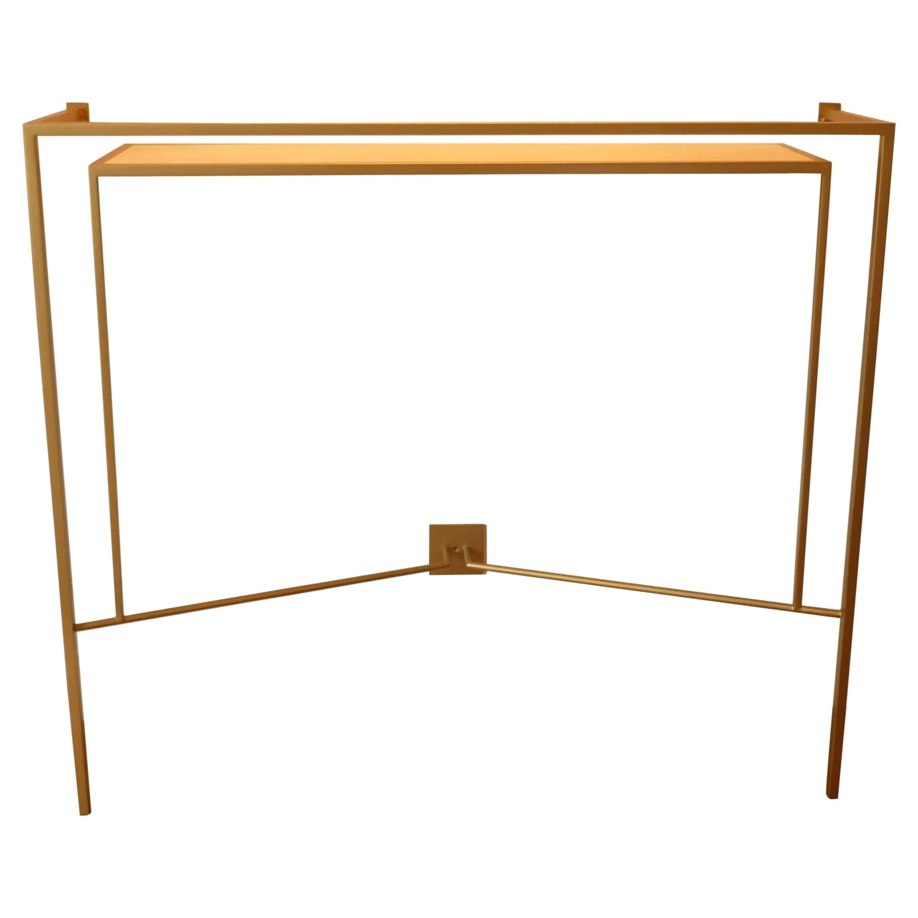 Console in oro, bronzo e ottone patinato con un ripiano in sicomoro di Aymeric Lefort