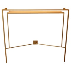 Console in oro, bronzo e ottone patinato con un ripiano in sicomoro di Aymeric Lefort