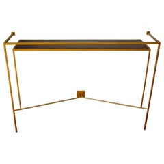 Console en or, patine laiton bronze avec douze coffres en noyer d'Aymeric Lefort