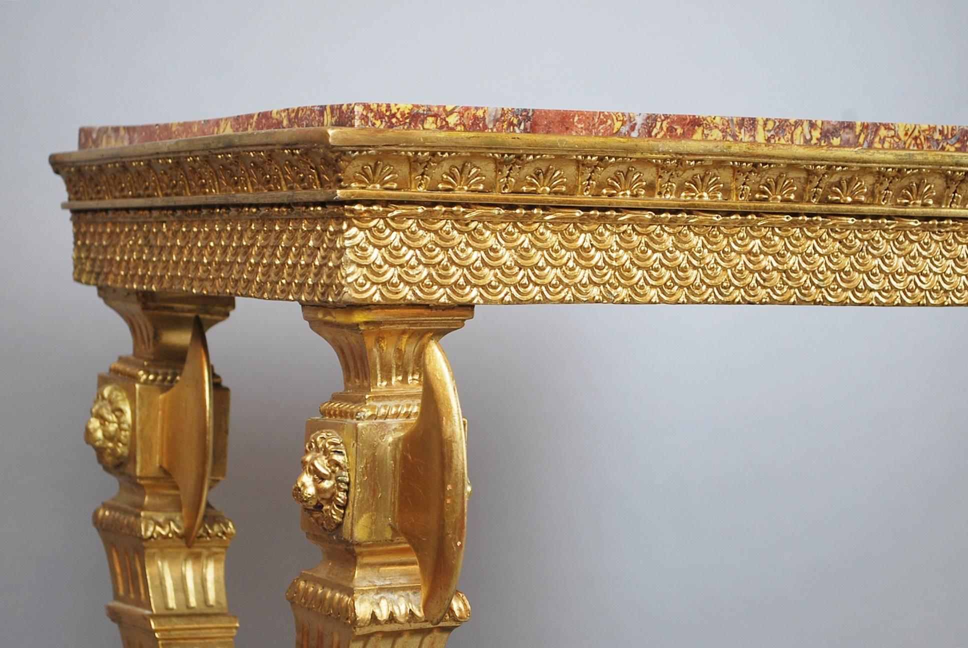 Console in Golden Wood and  Marble Top, Sweden, circa 1800 For Sale 9