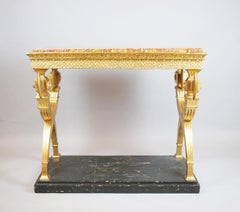 Console in Golden Wood and  Marble Top, Sweden, circa 1800