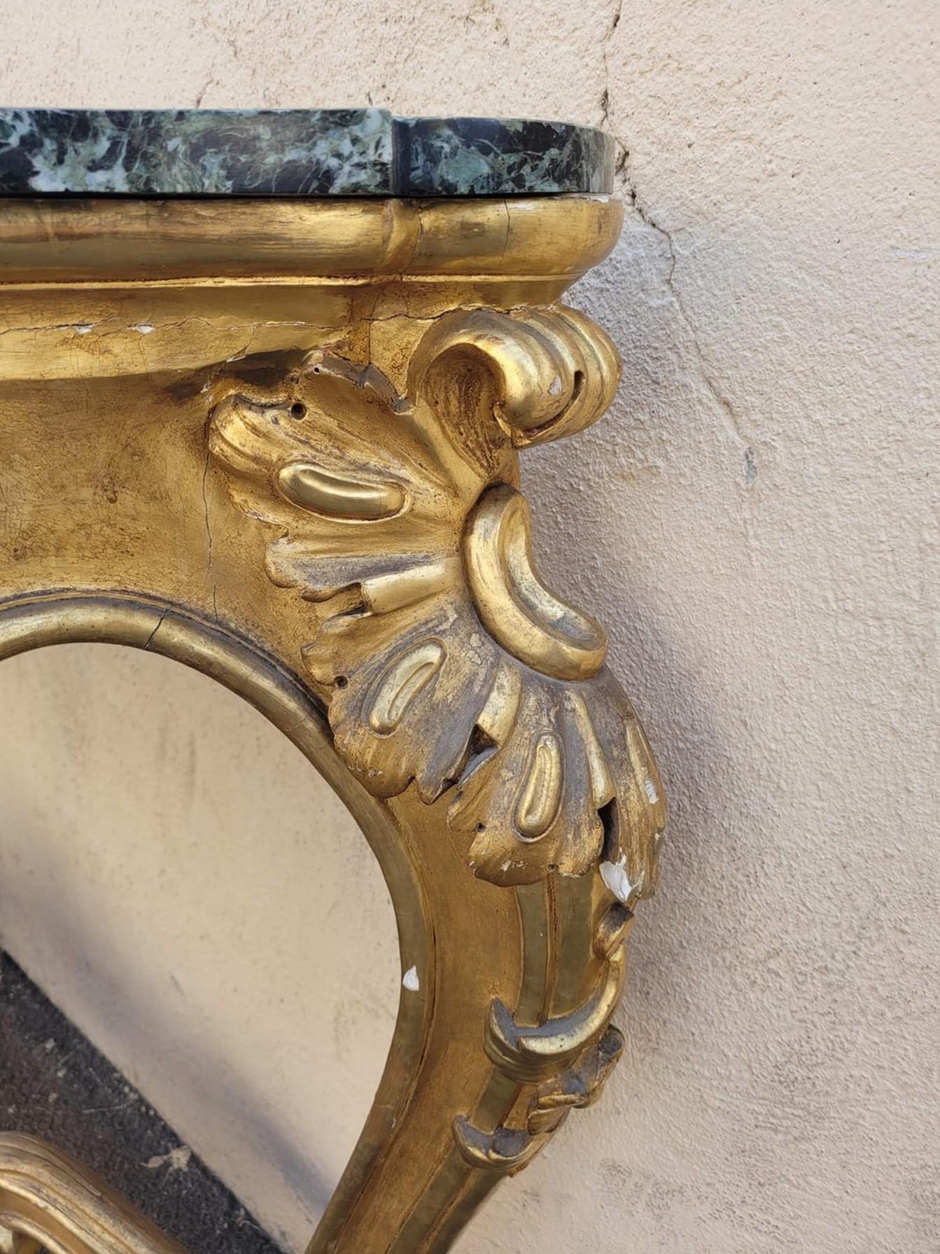 Console en Wood Wood doré de style Louis XV, 19ème siècle en vente 4