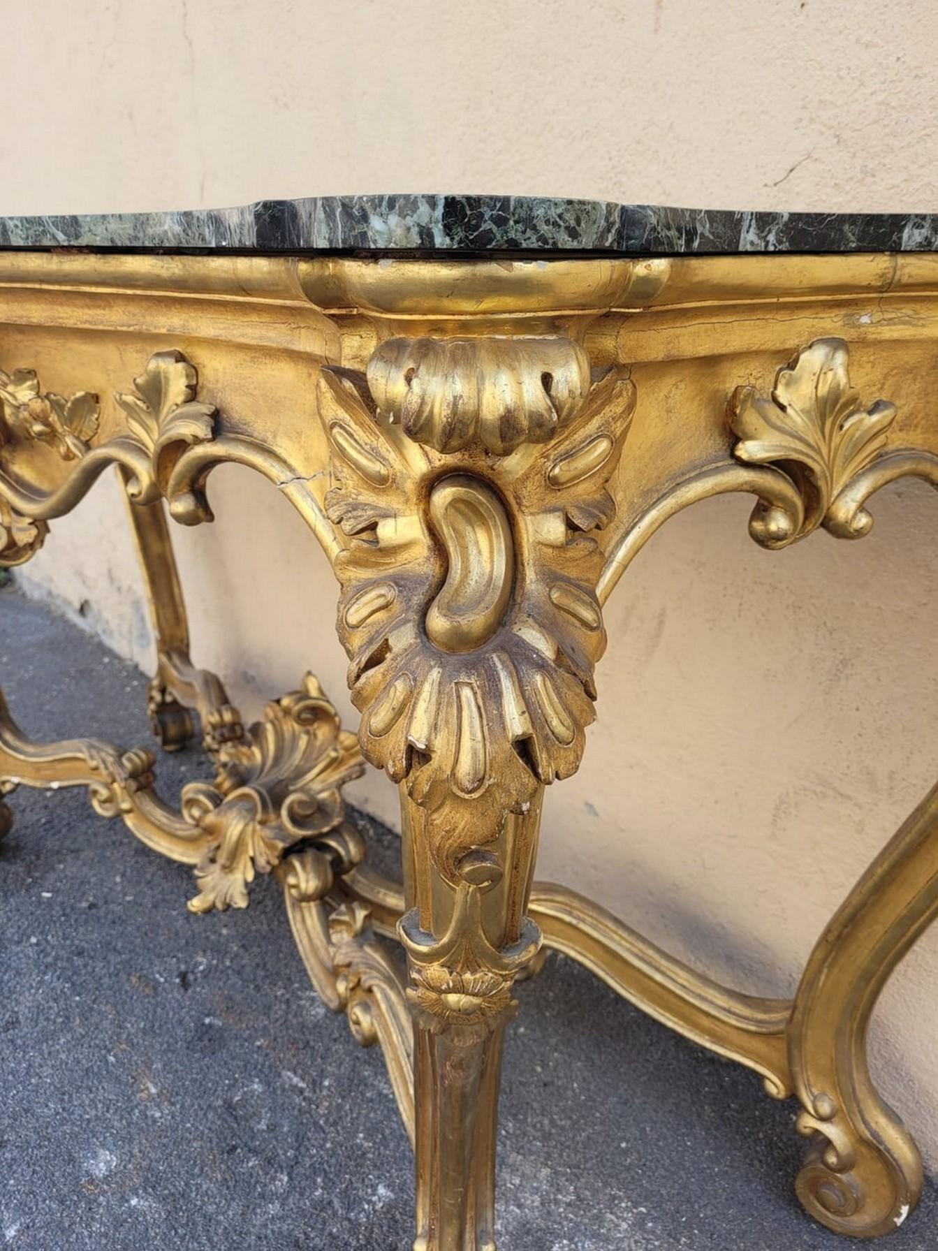 Console en Wood Wood doré de style Louis XV, 19ème siècle en vente 7