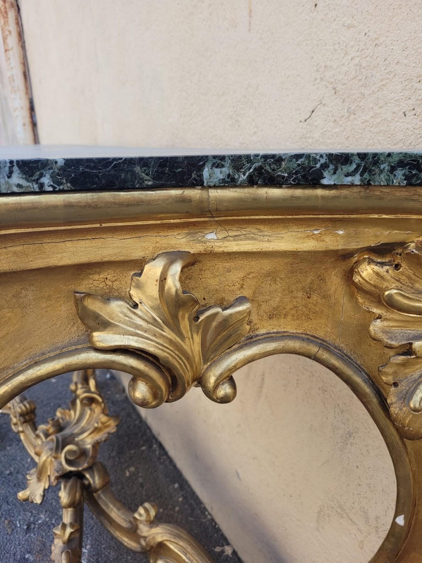Console en Wood Wood doré de style Louis XV, 19ème siècle en vente 8