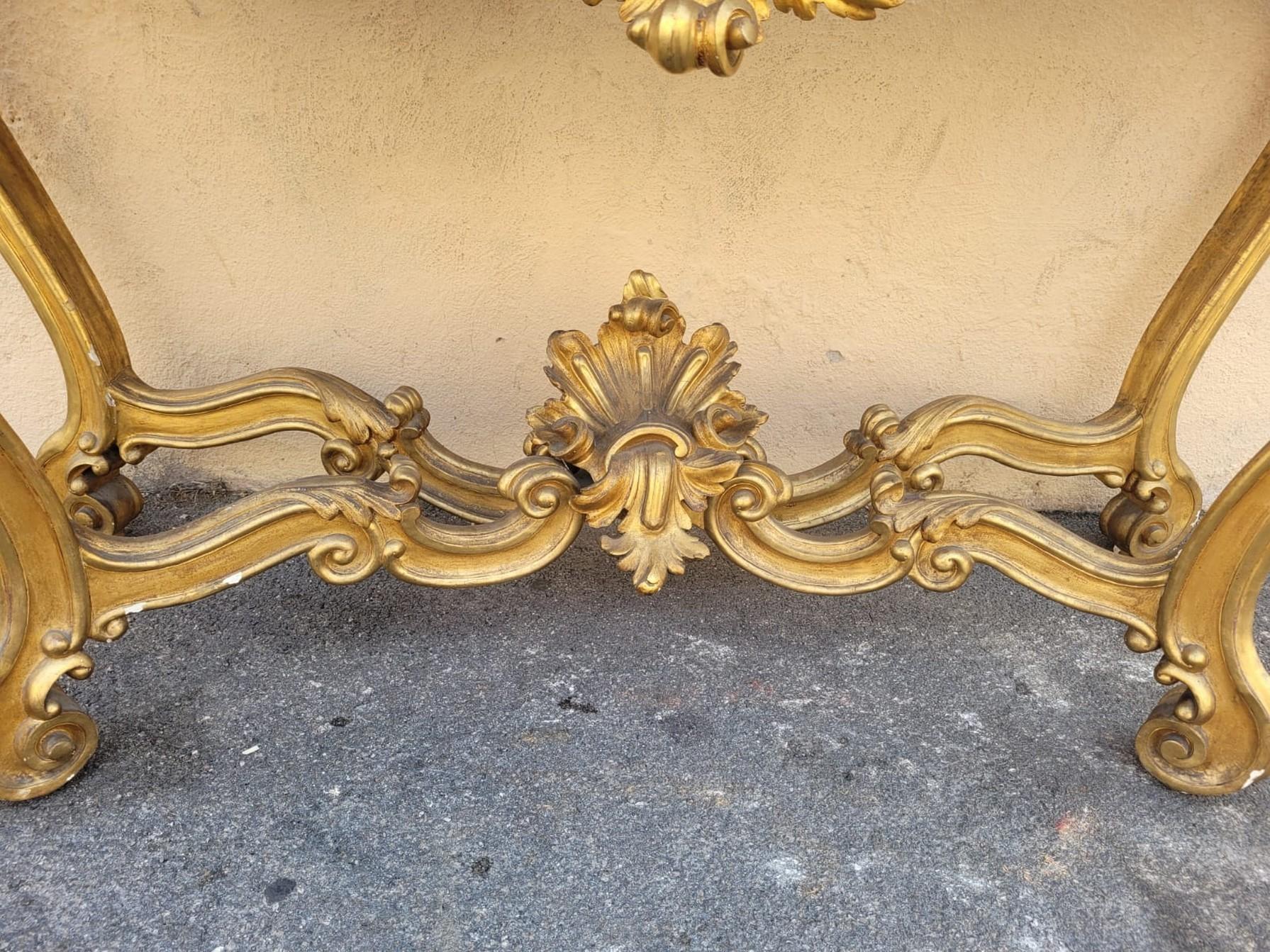 Console In Golden Wood Louis XV Style, 19th Century For Sale 1