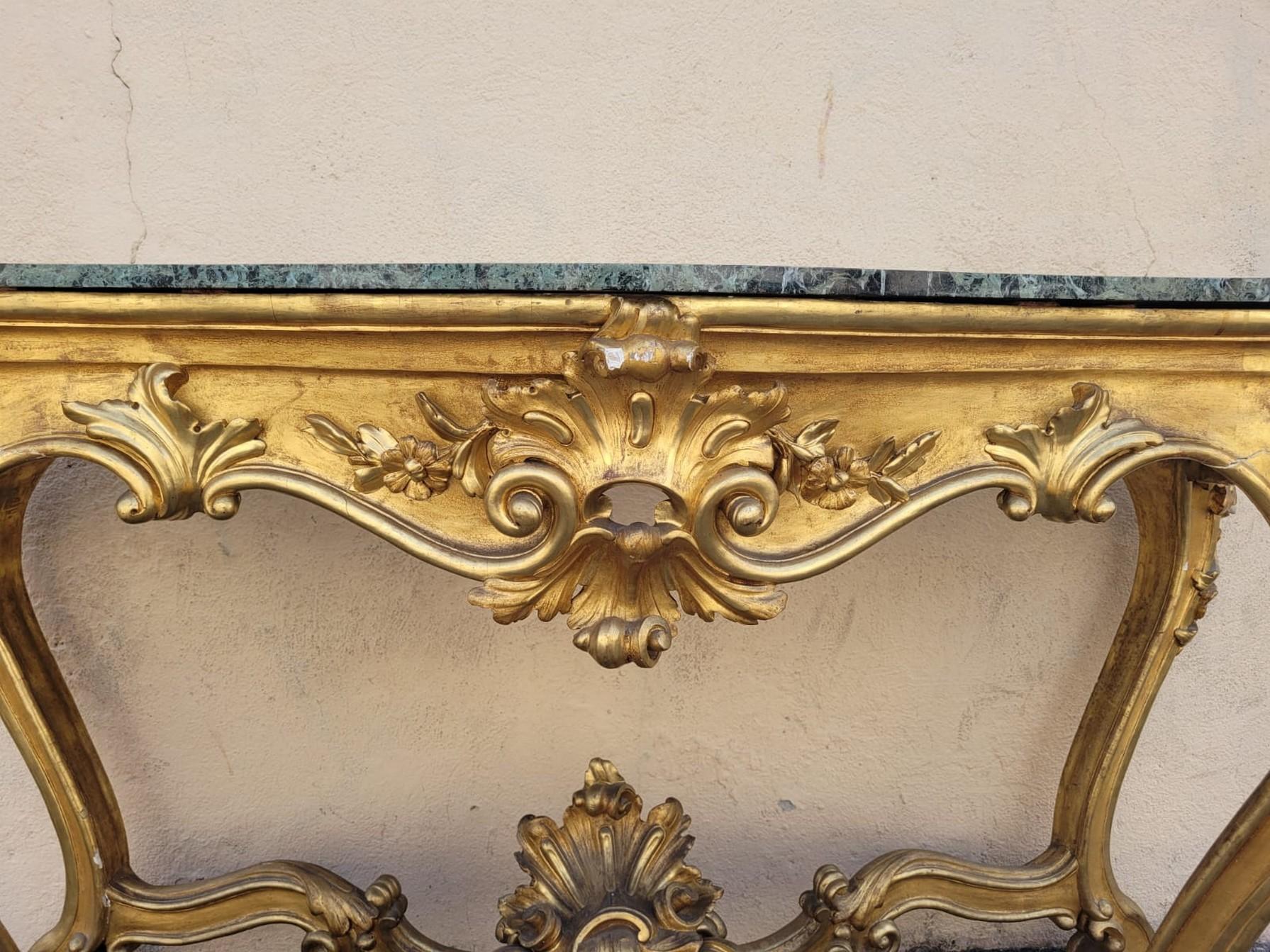 Console en Wood Wood doré de style Louis XV, 19ème siècle en vente 1