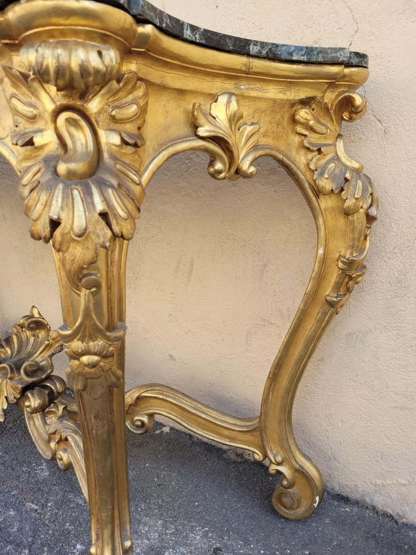 Console en Wood Wood doré de style Louis XV, 19ème siècle en vente 3