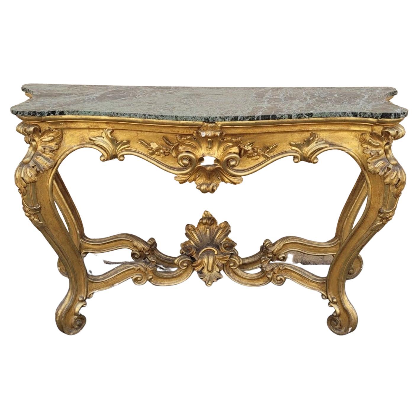 Console en Wood Wood doré de style Louis XV, 19ème siècle en vente