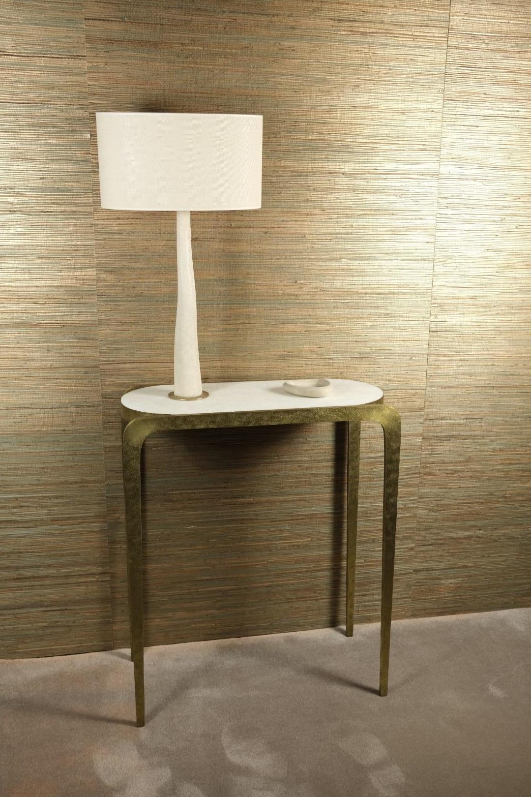 hammered brass console table
