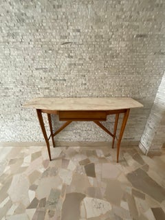 ICO PARISI Console en legno di faggio e marmo - ITALIA 1950