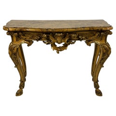 Carved, lacquered and gilded wooden console table, 18th century