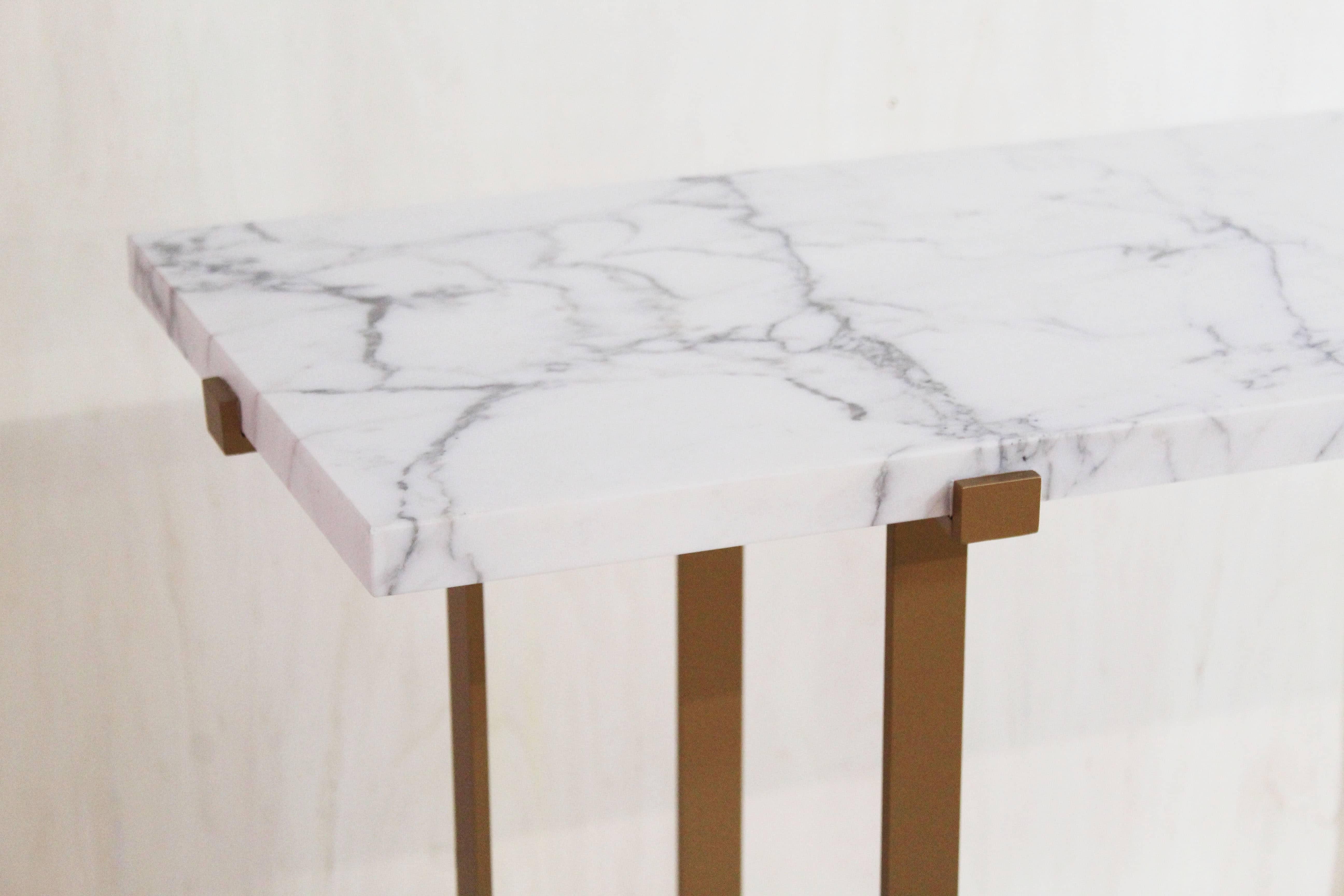Art Deco Console in Marble and Laquered Steel by Eric Gizard, Limited Edition For Sale