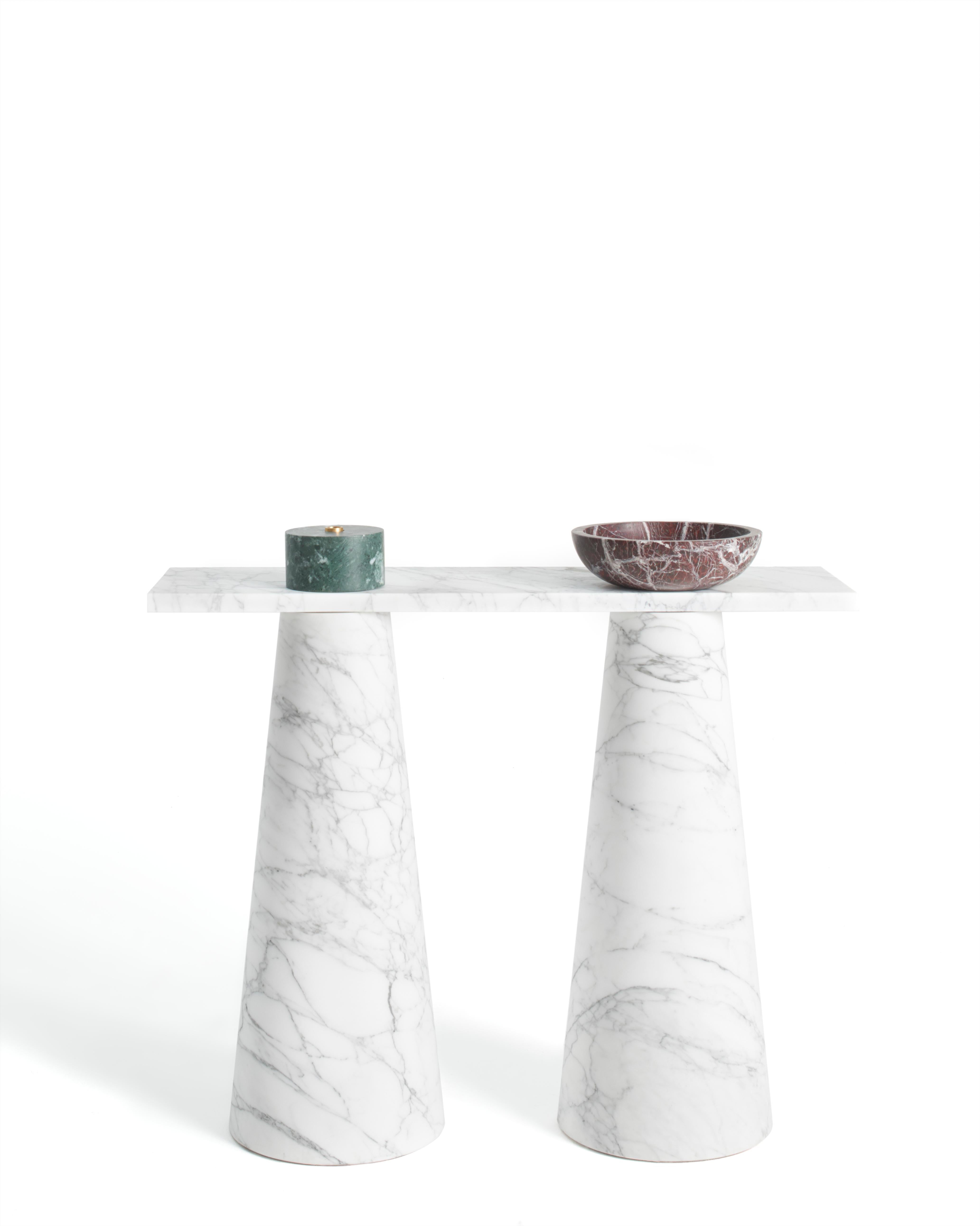 Contemporary New Modern Console in Marble, Creator Karen Chekerdjian For Sale