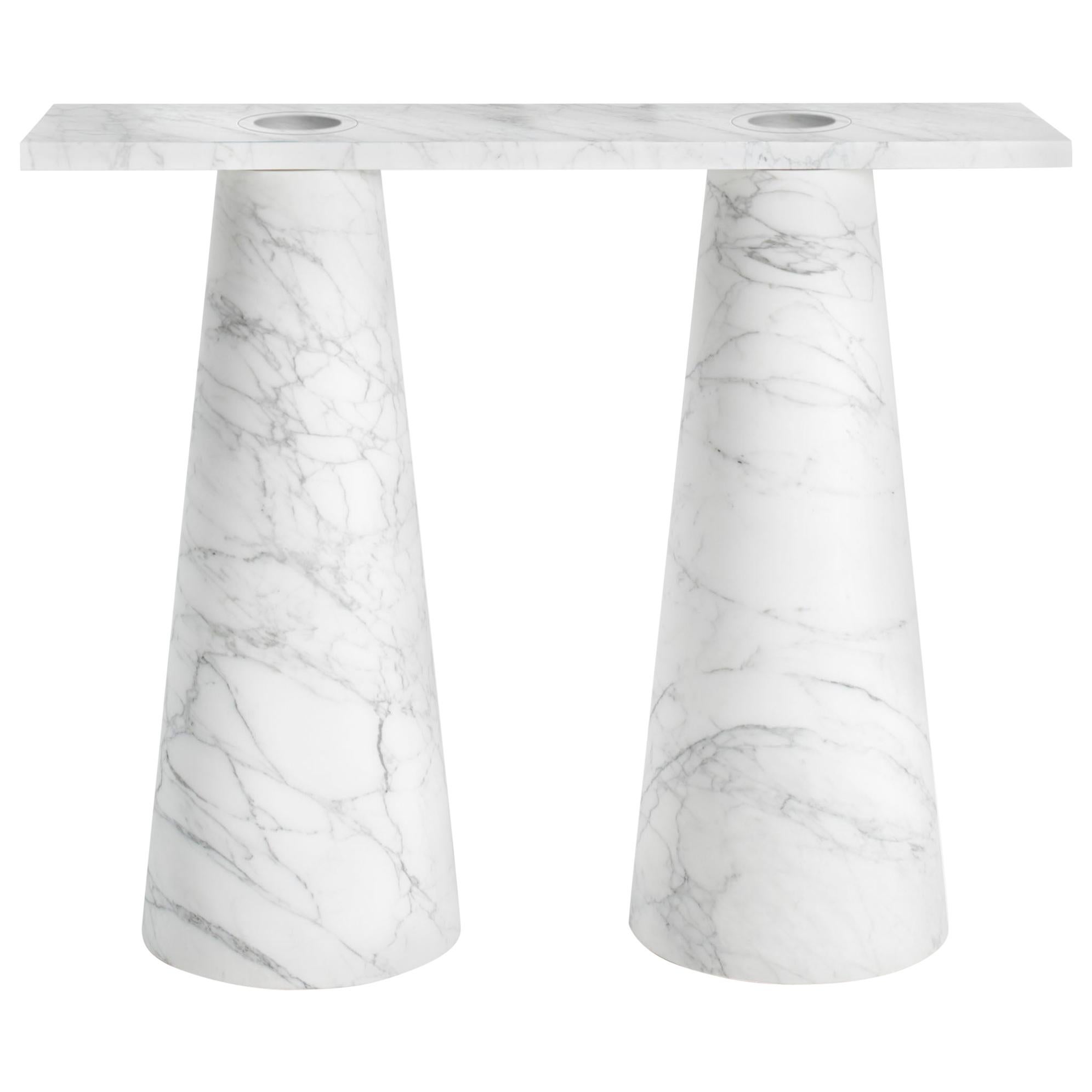 New Modern Console in Marble, Creator Karen Chekerdjian For Sale