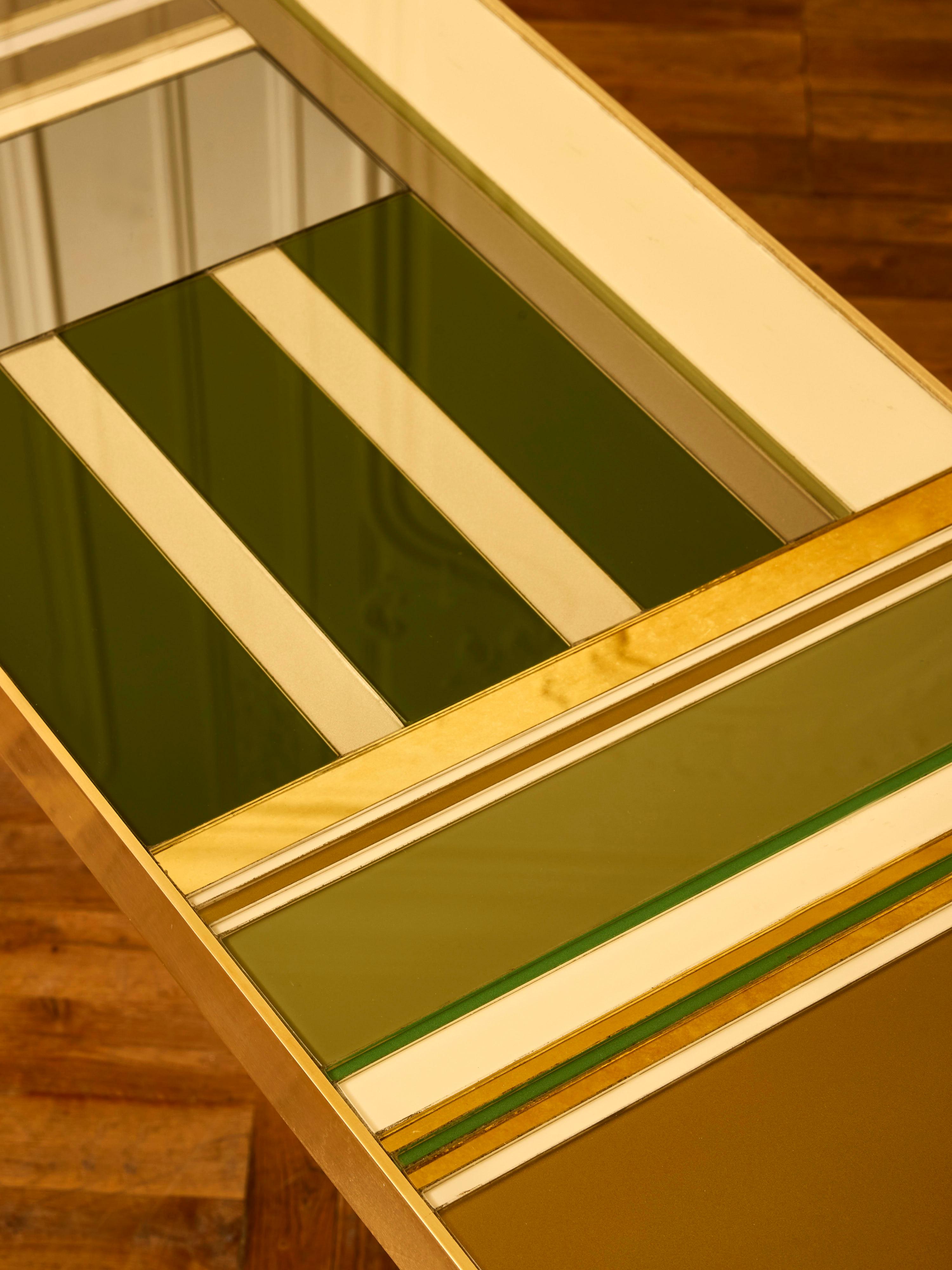 Contemporary Console in marquetry of glass For Sale