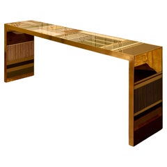 Console in marquetry of glass