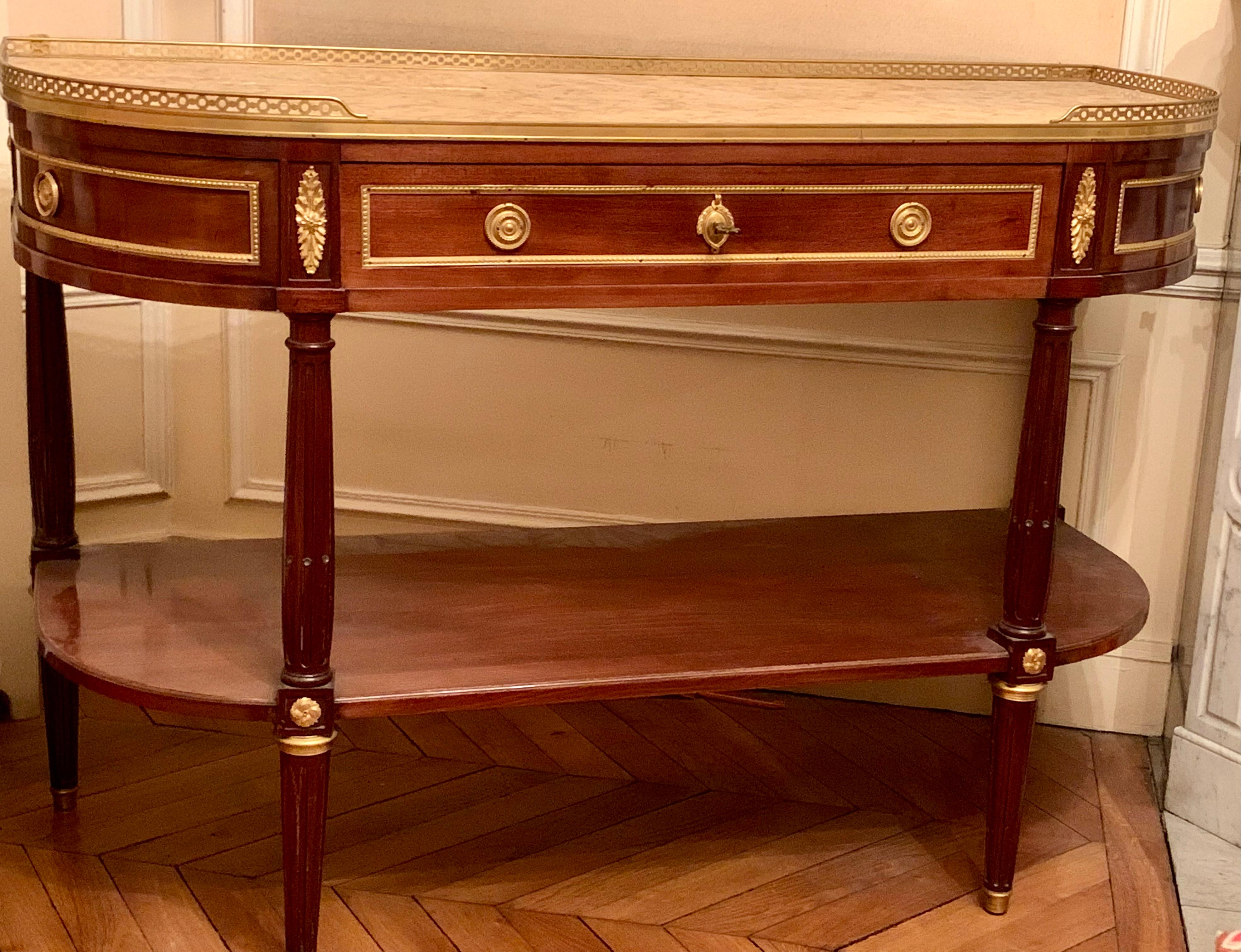 Marmo Console in mohagany e bronzo in vendita
