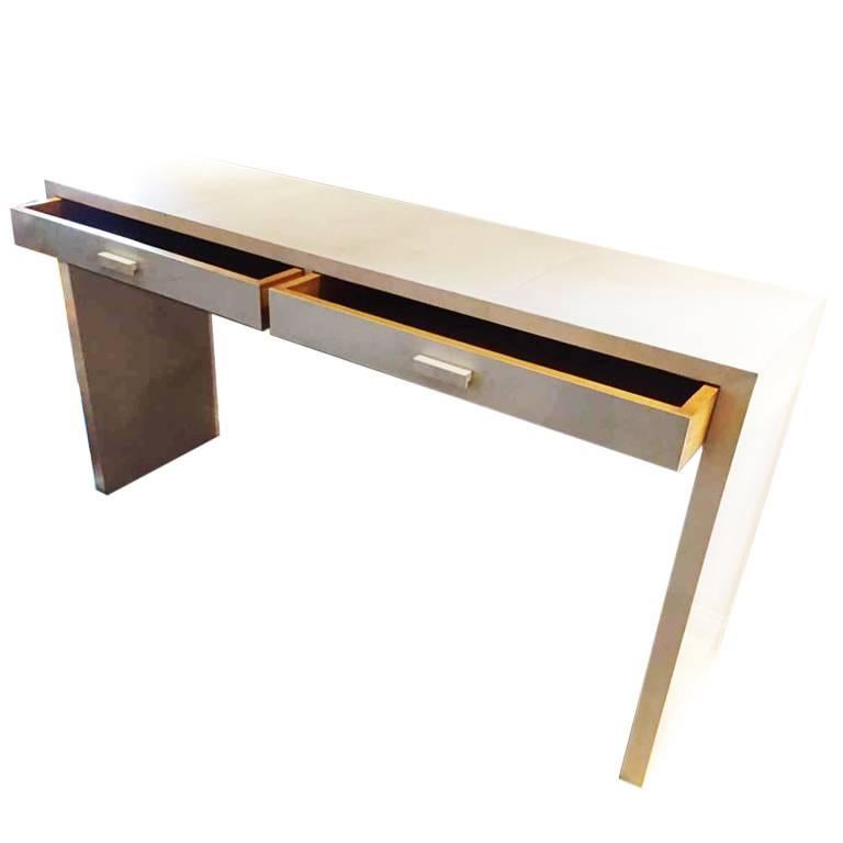 Art Deco Console in Parchment Handmade, Made in Italy Designed by Michel Leo For Sale