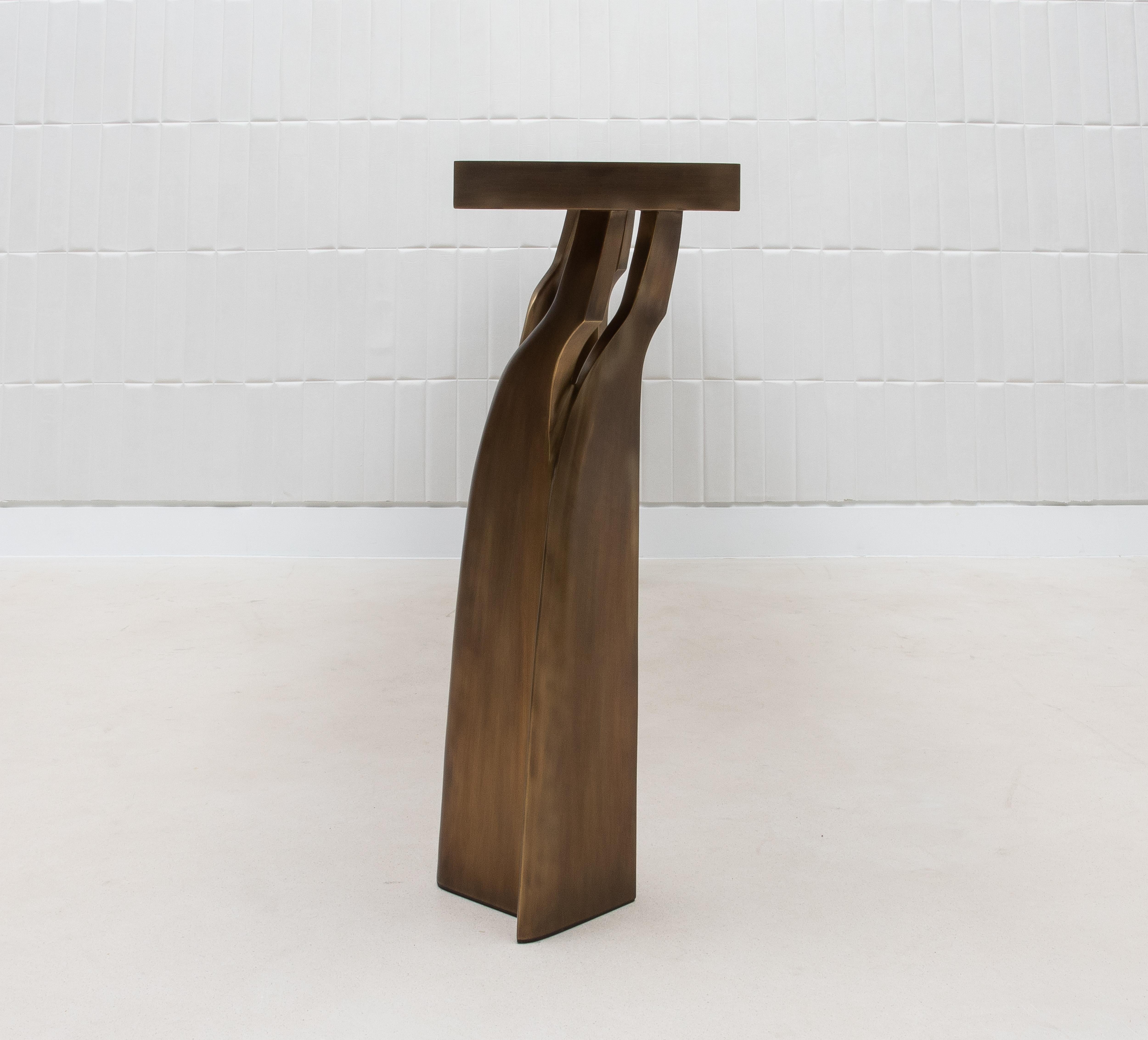 Console in White Quartz with Bronze Patina Brass by Kifu Paris 4