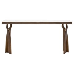Console in White Quartz with Bronze Patina Brass by Kifu Paris