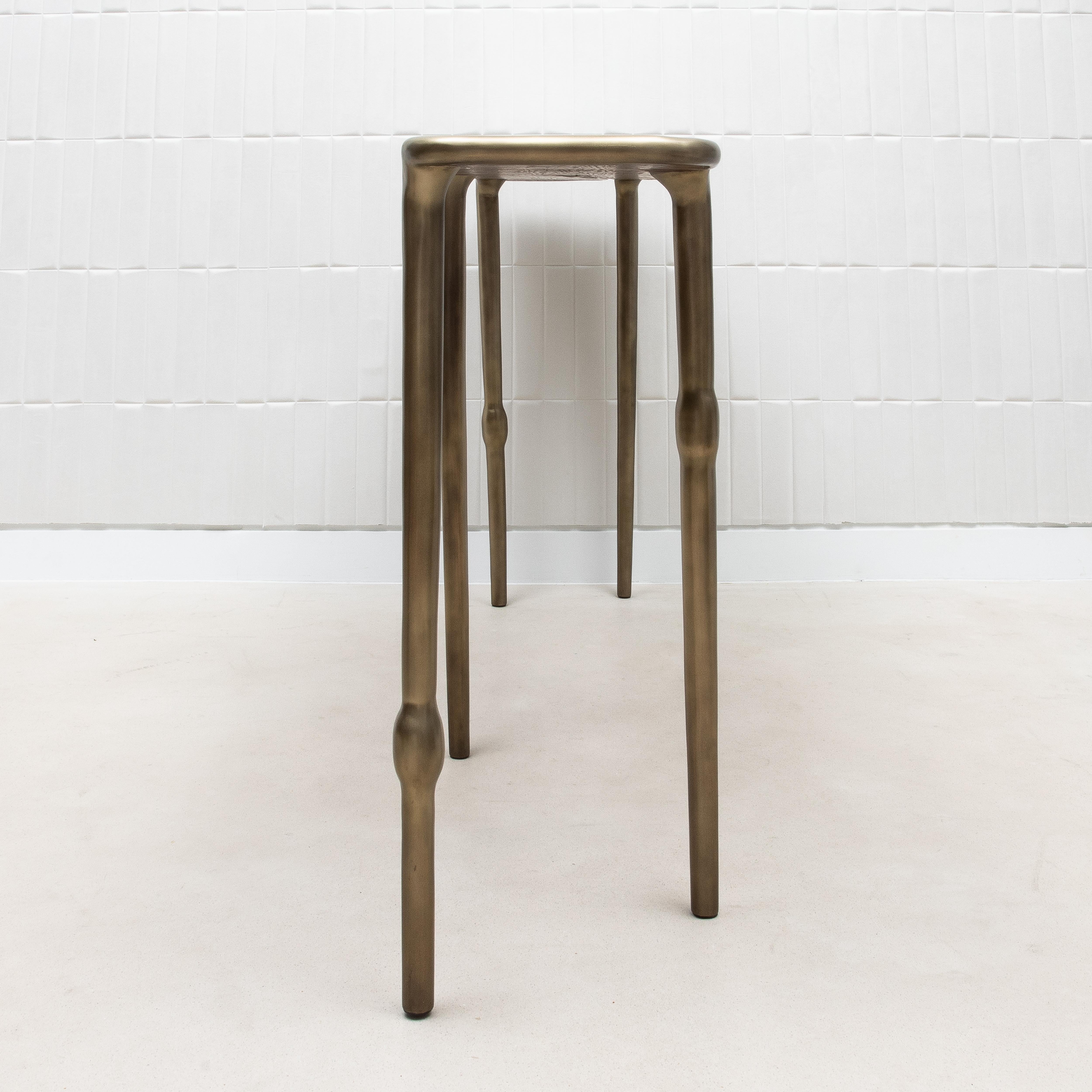 Laiton Console en galuchat blanc avec laiton patiné bronze par R&Y Augousti en vente