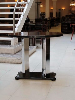 Console in Wood and Chrome, French 1930, Style, Art Deco