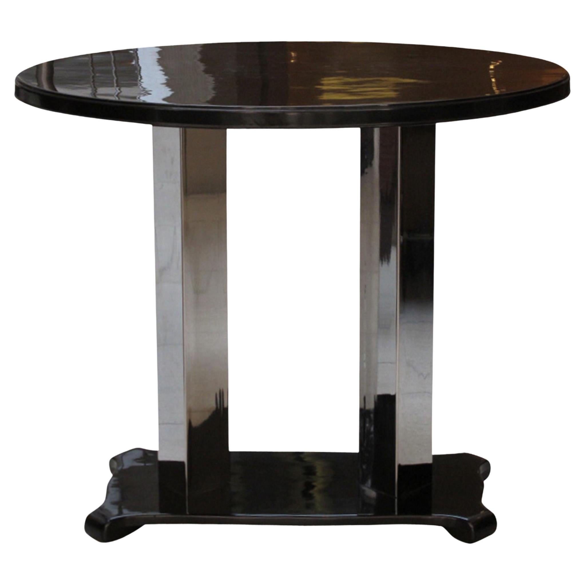 Console in Wood and Chrome, French 1930, Style, Art Deco