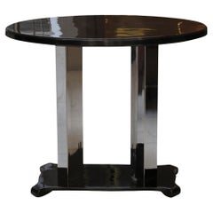 Vintage Console in Wood and Chrome, French 1930, Style, Art Deco