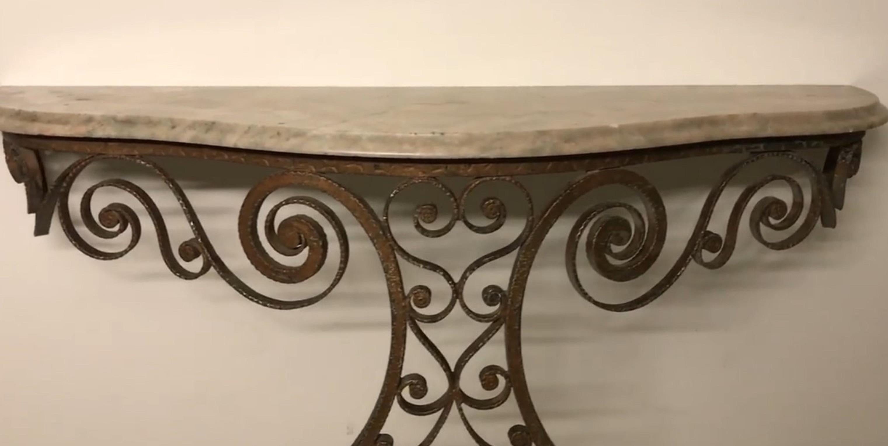 Iron Console in Wood, French 1900, Style: Art Nouveau For Sale