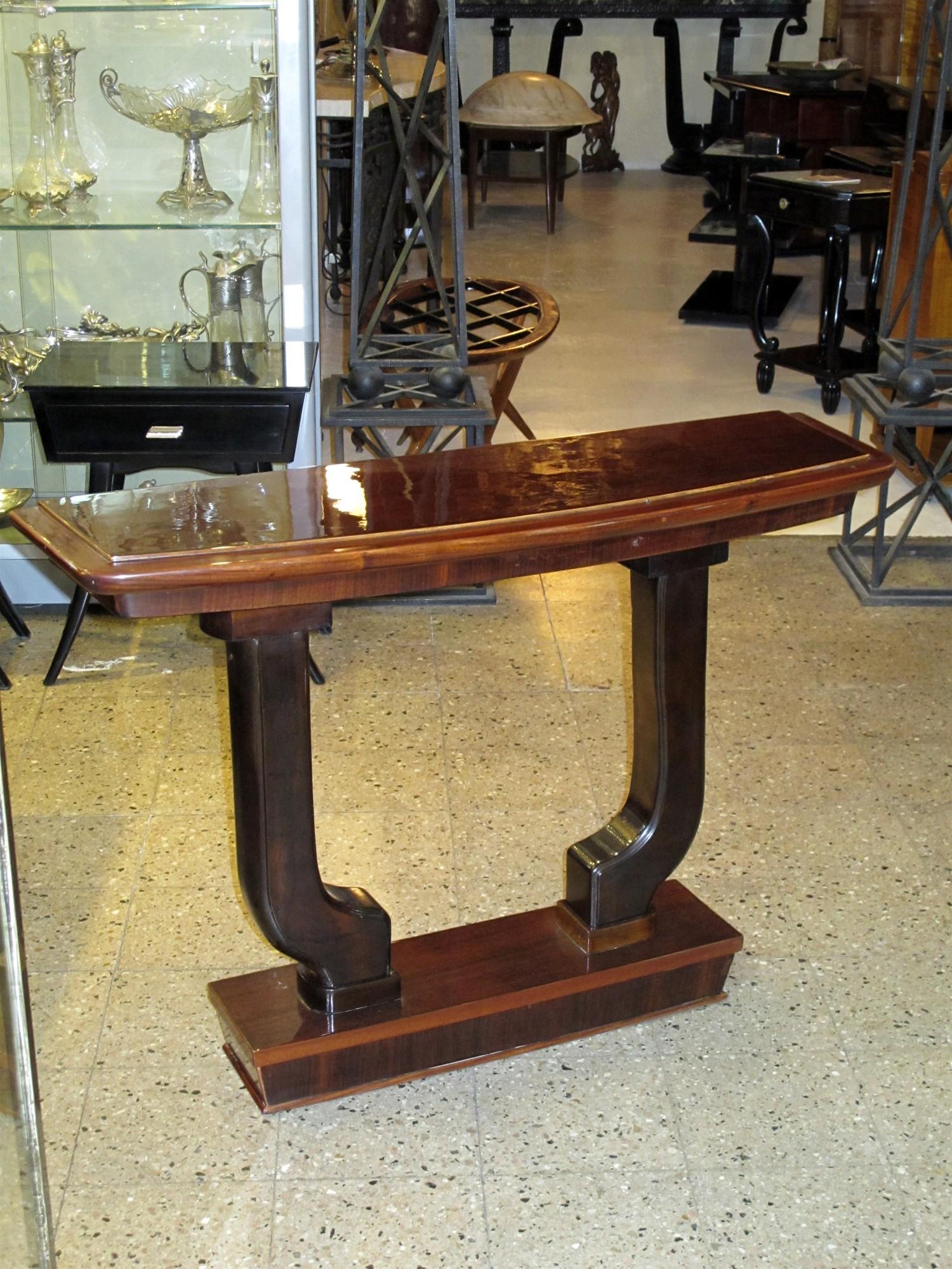 Wood Console in wood, French 1930, Style: Art Deco For Sale