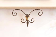 1970 Set console et mirror in black wrought iron and gilded brass Maison Honoré