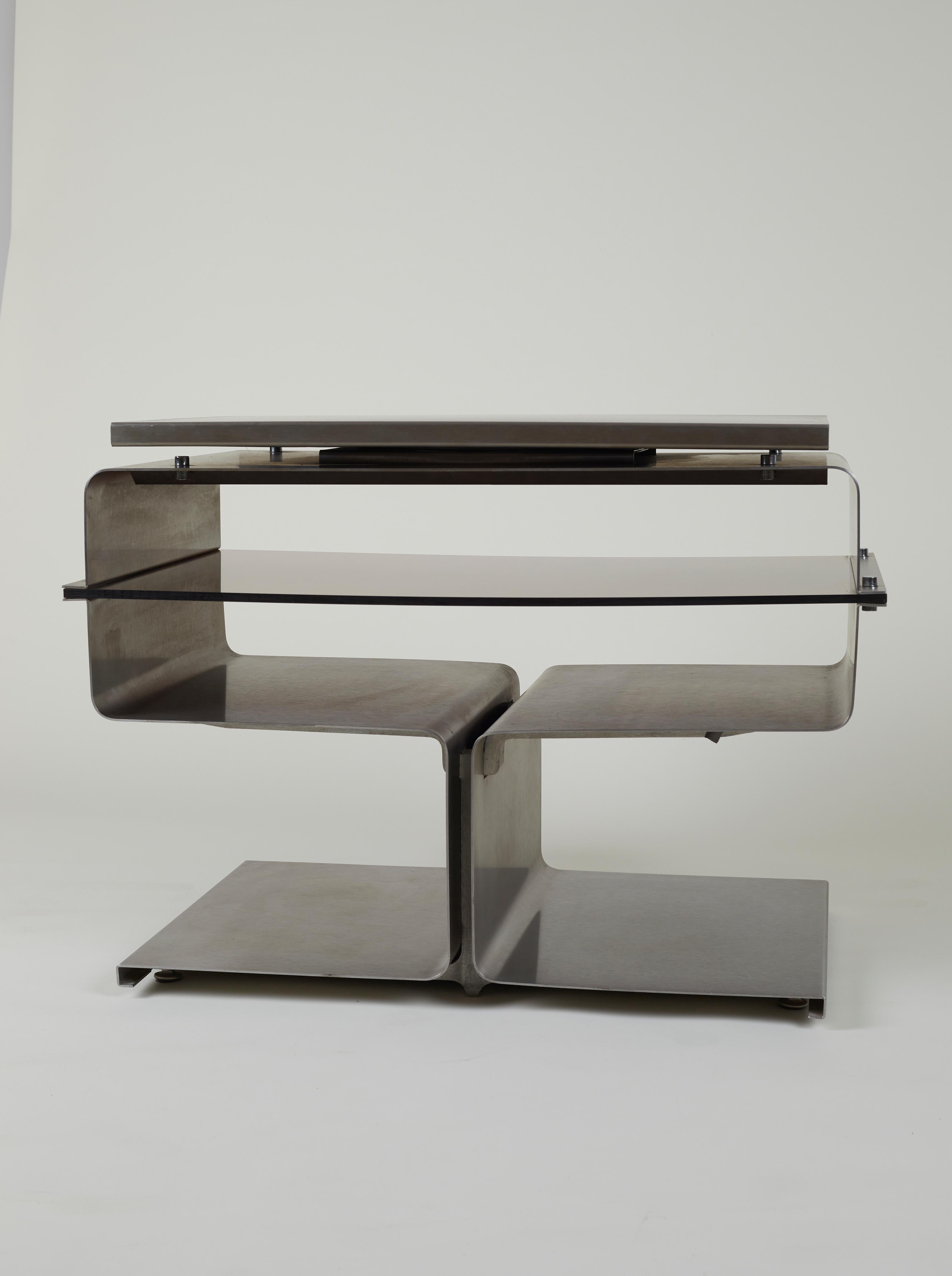 Console inox design François Monnet pour Kappa / Uginox vintage Space Age 1970 For Sale 2