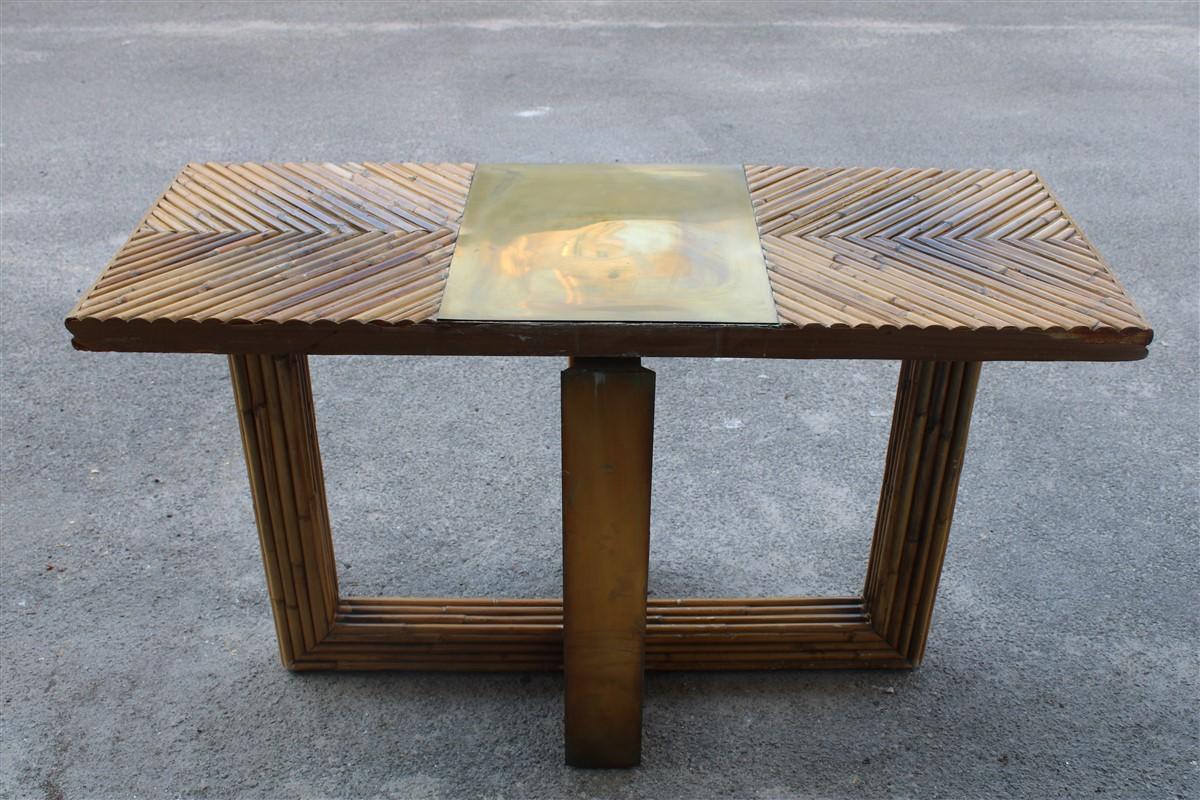 Console Italian Design Bamboo and Brass 1970s  For Sale 8
