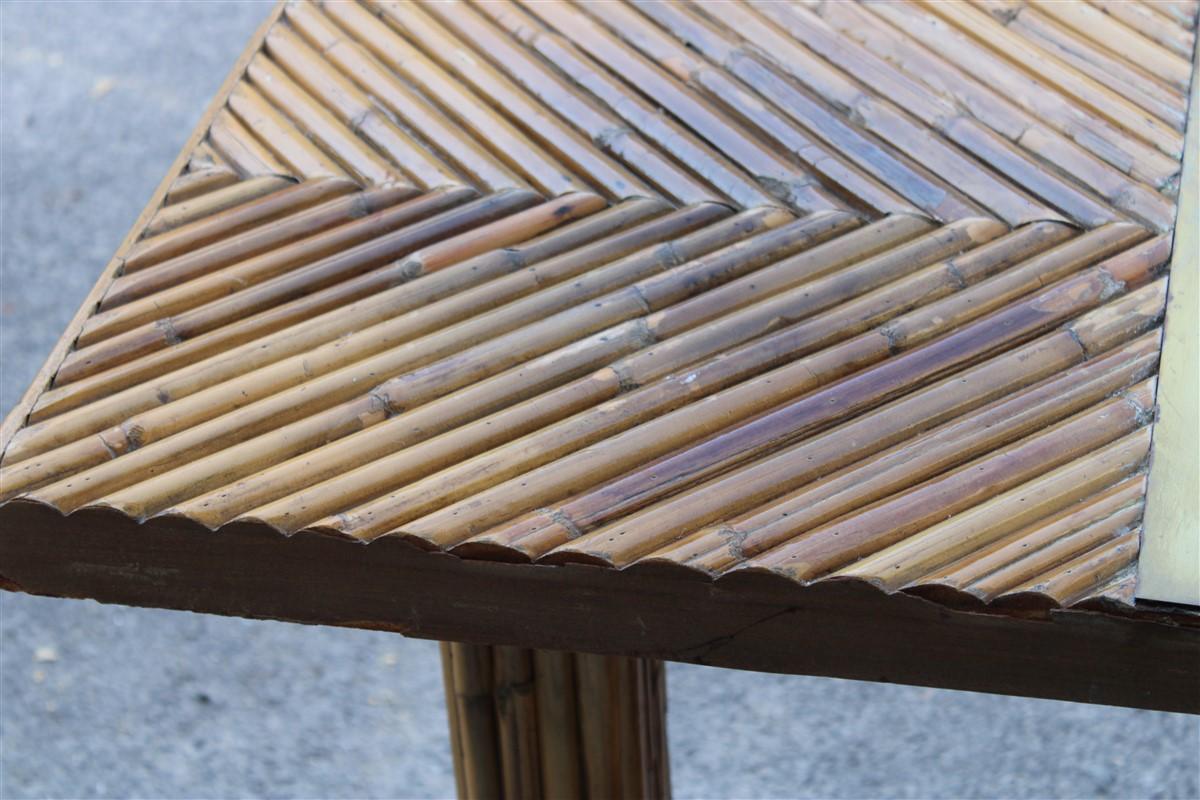 Konsole Italienisches Design Bambus und Messing 1970er  im Angebot 11