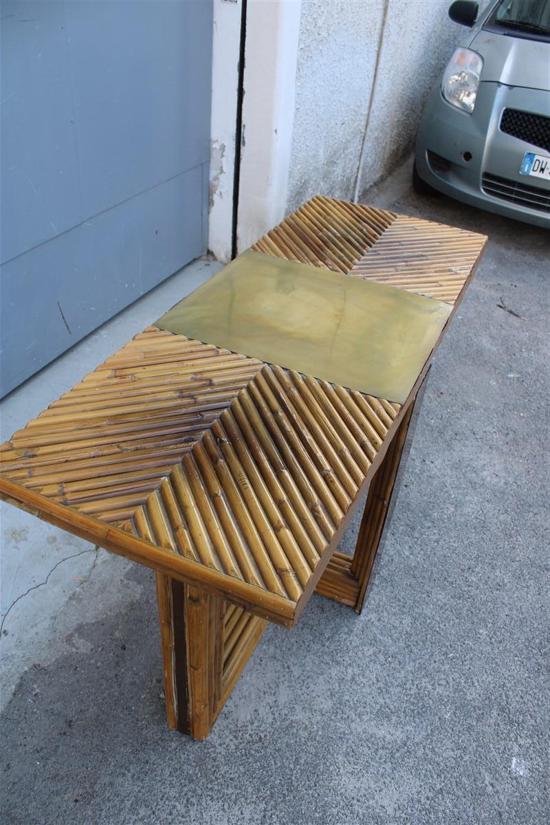 Late 20th Century Console Italian Design Bamboo and Brass 1970s  For Sale