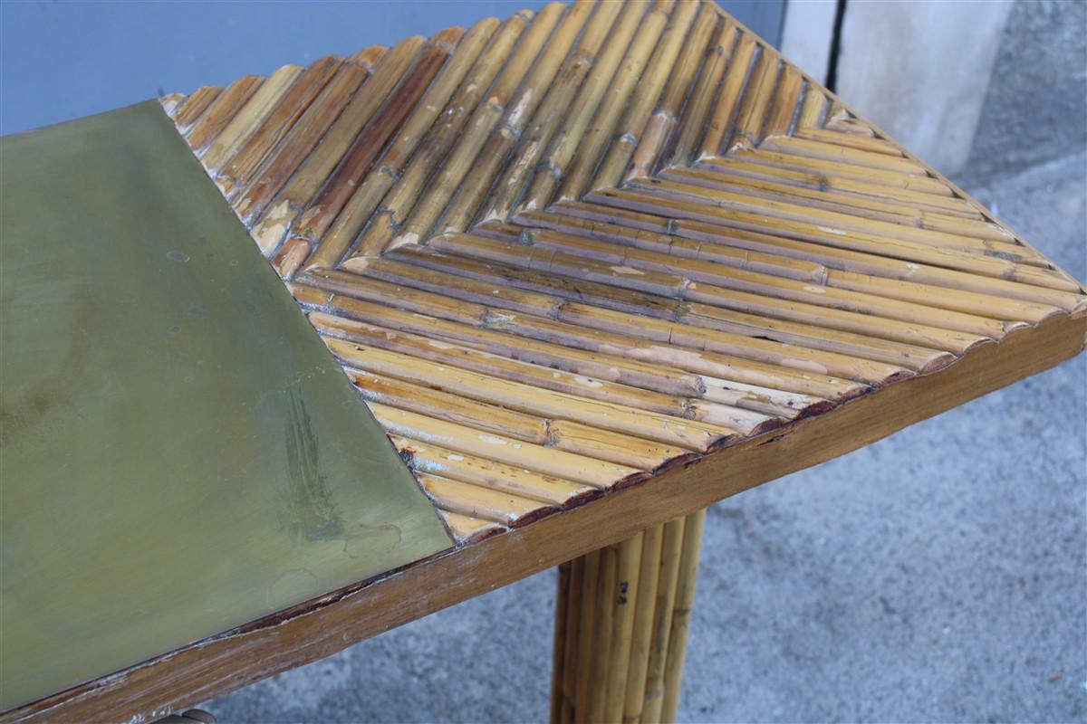 Console Italian Design Bamboo and Brass 1970s  For Sale 4
