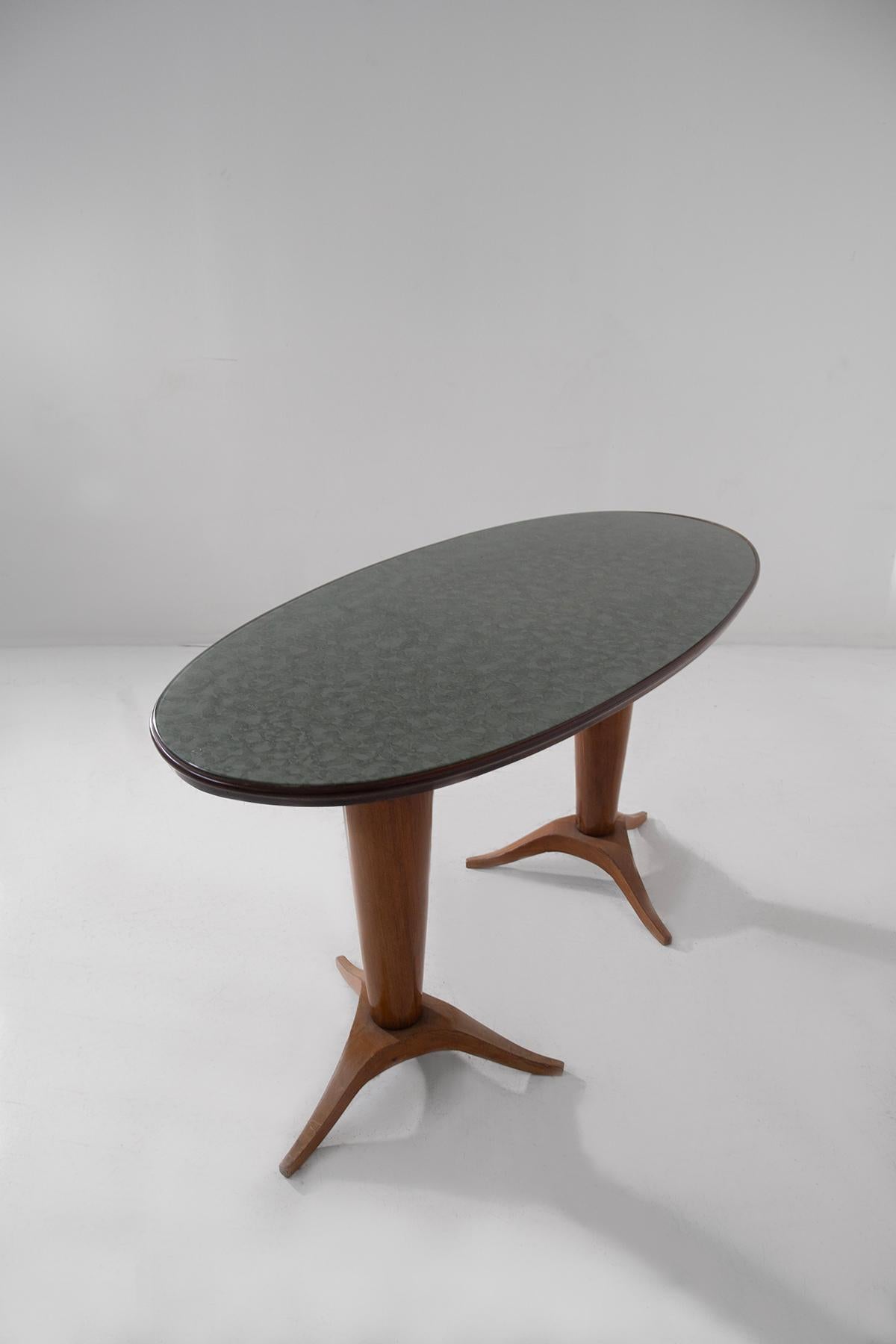 Console Italiana o tavolo piccolo in vetro verde vintage In condizioni buone in vendita a Milano, IT