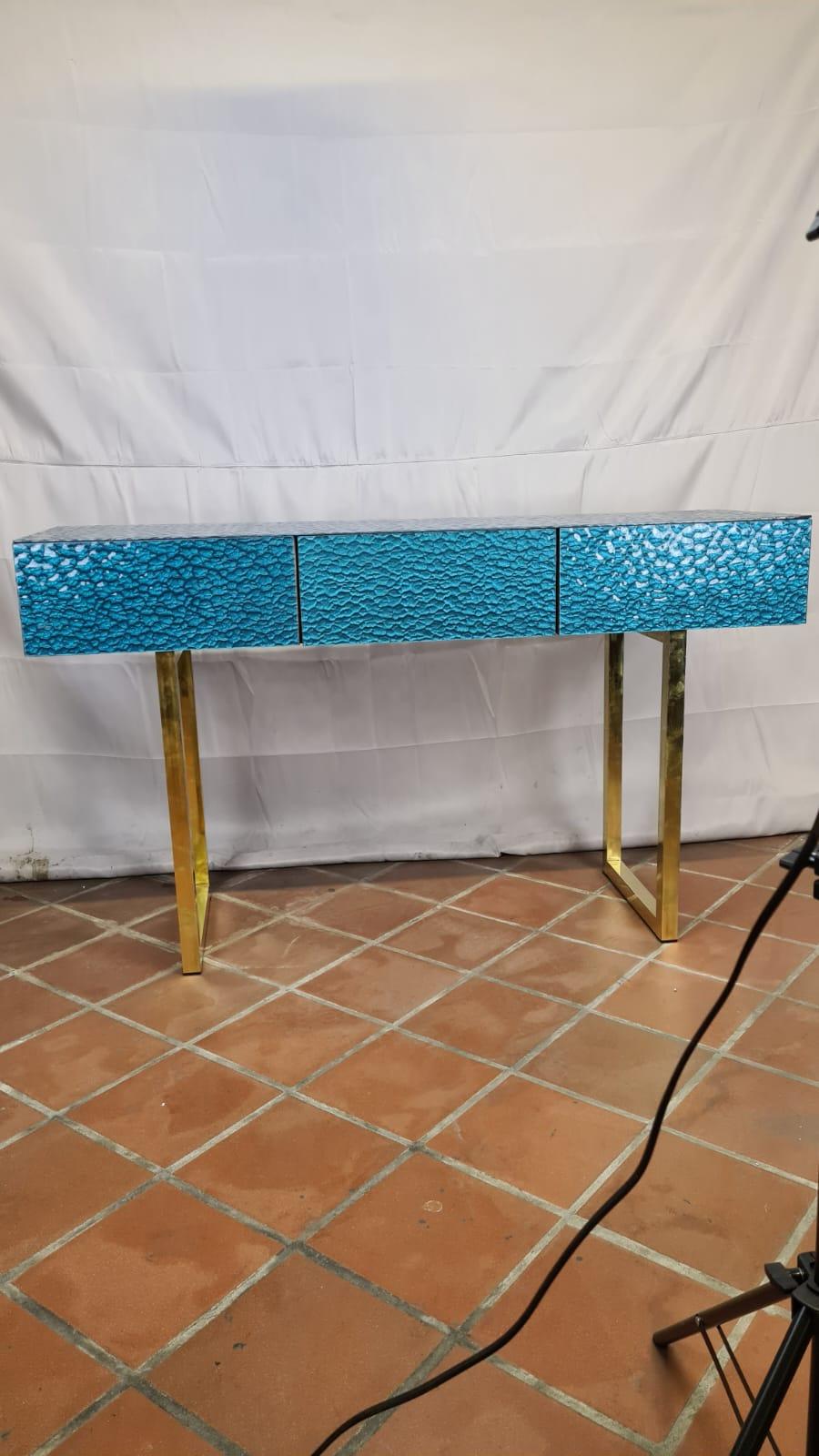 Italian murano glass console , with three drawers , available For Sale 4