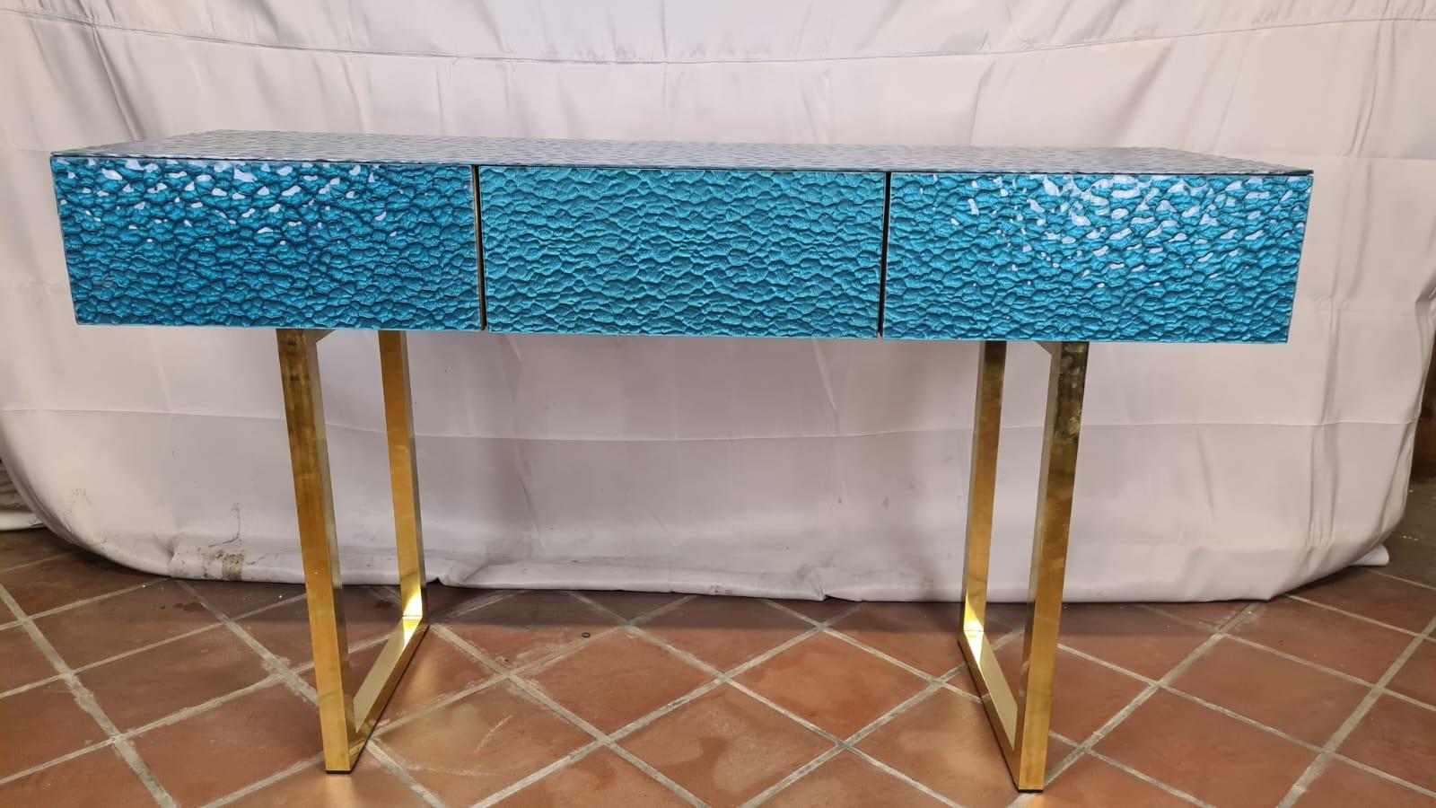 Italian murano glass console , with three drawers , available For Sale 5